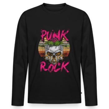Punk crâne punk rock punks punk rocker - T-shirt manches longues Premium bio Homme - noir - Devant - Nico (187cm)