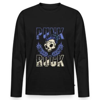 Punk skull punk rock punks punk rocker - Men's Premium Organic Long Sleeve Shirt - black - Front - Nico (187cm)