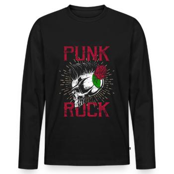 Punk crâne punk rock punks punk rocker - T-shirt manches longues Premium bio Homme - noir - Devant - Nico (187cm)