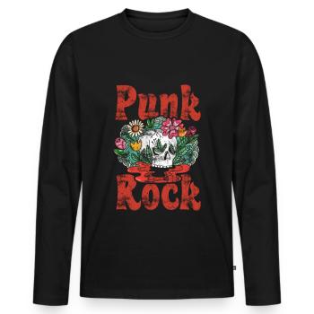Punk crâne punk rock punks punk rocker - T-shirt manches longues Premium bio Homme - noir - Devant - Nico (187cm)