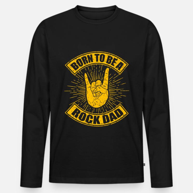 Rock Papa Rock und Roll Vatertag Geschenk - Männer Premium Bio Langarmshirt - Schwarz