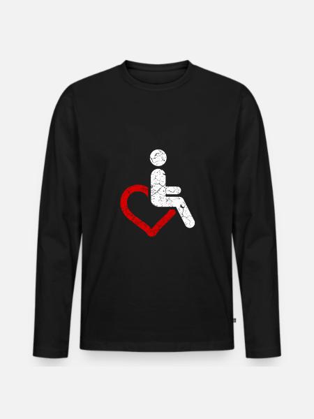 Cadeau handicap handicap humour en fauteuil roulant - T-shirt manches longues Premium bio Homme - noir