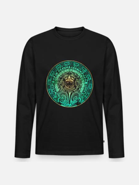 Aztec Mayan Aztec Calendar Mexico - Men's Premium Organic Long Sleeve Shirt - black