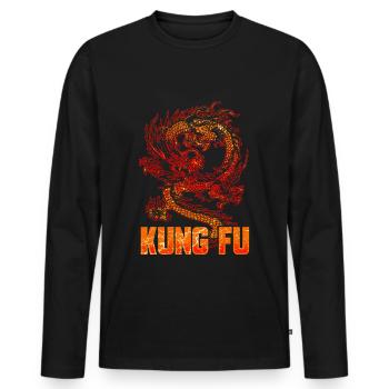 Kung fu dragon china martial arts martial arts - Men's Premium Organic Long Sleeve Shirt - black - Front - Nico (187cm)