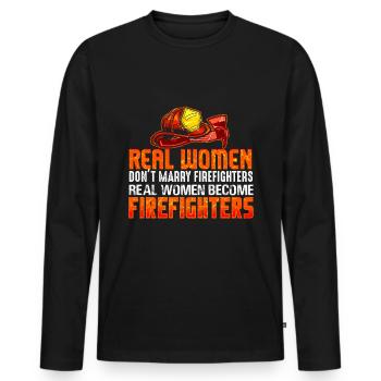 Firefighters woman fire rescue heroine fire protection - Men's Premium Organic Long Sleeve Shirt - black - Front - Nico (187cm)