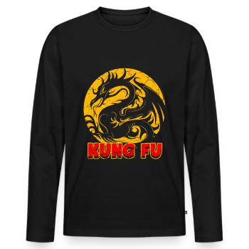 Kung Fu dragon china martial arts martial arts - Men's Premium Organic Long Sleeve Shirt - black - Front - Nico (187cm)