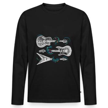 Rock n roll musique rock rock and roll guitariste - T-shirt manches longues Premium bio Homme - noir - Devant - Nico (187cm)