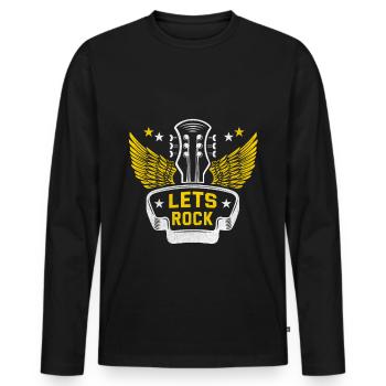 Rock n roll rock music rock and roll guitarist - Men's Premium Organic Long Sleeve Shirt - black - Front - Nico (187cm)