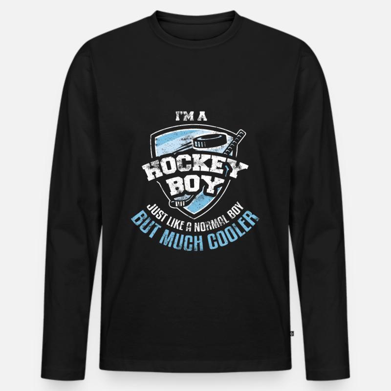 Hockey Junge - Männer Premium Bio Langarmshirt - Schwarz