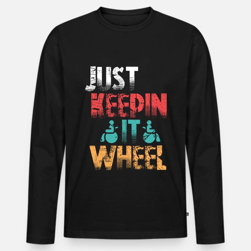 Rollstuhlfahrer Rollstuhl - Männer Premium Bio Langarmshirt - Schwarz