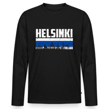 Helsinki Finlande - T-shirt manches longues Premium bio Homme - noir - Devant - Nico (187cm)