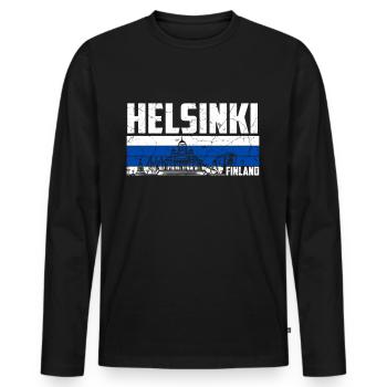 Helsinki, Finlande - T-shirt manches longues Premium bio Homme - noir - Devant - Nico (187cm)