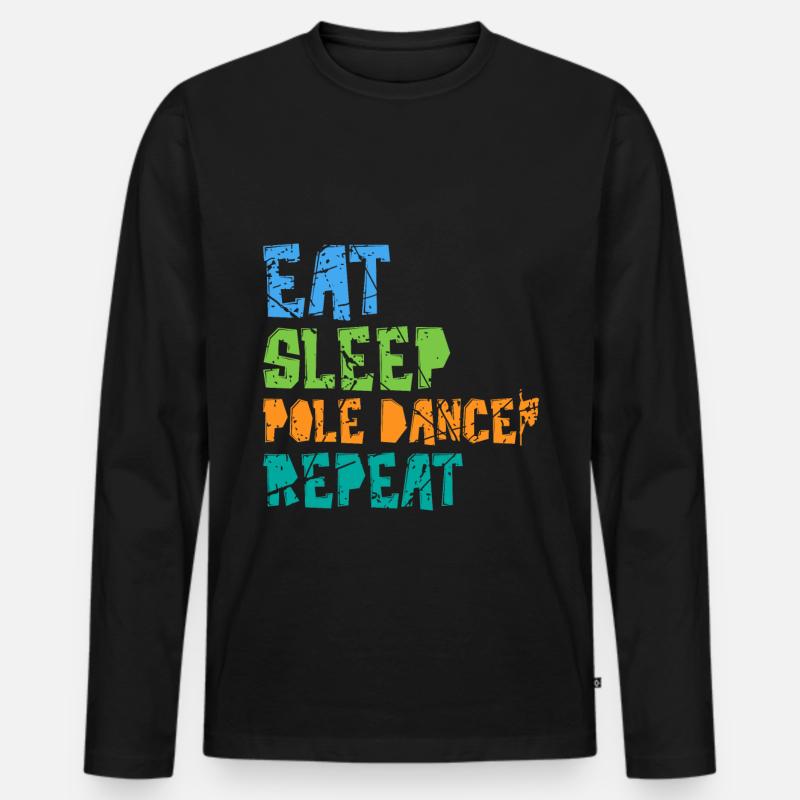 Pole Dance - Männer Premium Bio Langarmshirt - Schwarz