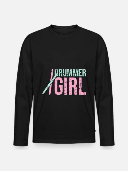 Batterie de fille batteur - T-shirt manches longues Premium bio Homme - noir