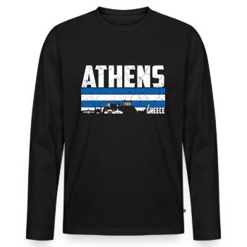 Athens Greece Skyline - Men's Premium Organic Long Sleeve Shirt - black - Front - Nico (187cm)