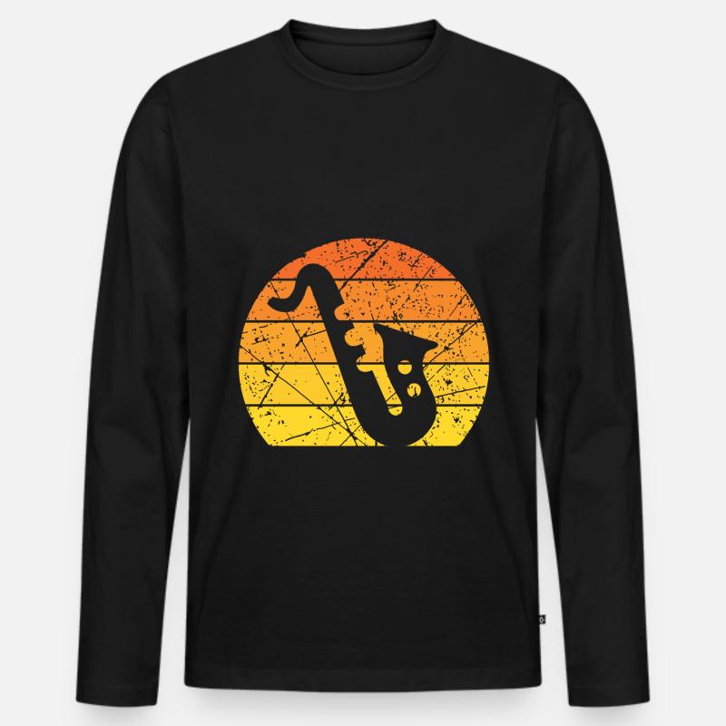 Blasmusik Saxophon - Männer Premium Bio Langarmshirt - Schwarz