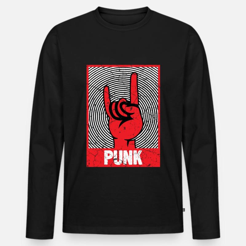 Teufelshorn Punks Punk - Männer Premium Bio Langarmshirt - Schwarz