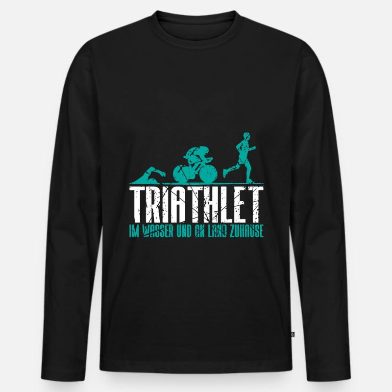 Triathlet Geschenk - Männer Premium Bio Langarmshirt - Schwarz