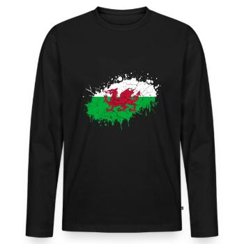 Wales - Männer Premium Bio Langarmshirt - Schwarz - Vorne - Nico (187cm)