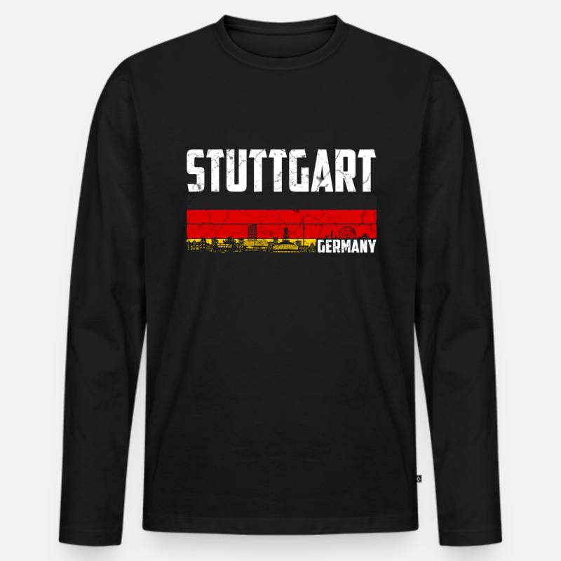 Stuttgart Deutschland - Männer Premium Bio Langarmshirt - Schwarz