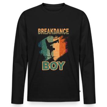 Breakdance Jeunes danseurs Breakdancing - T-shirt manches longues Premium bio Homme - noir - Devant - Nico (187cm)
