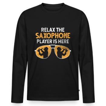 Brass saxophone - Men's Premium Organic Long Sleeve Shirt - black - Front - Nico (187cm)