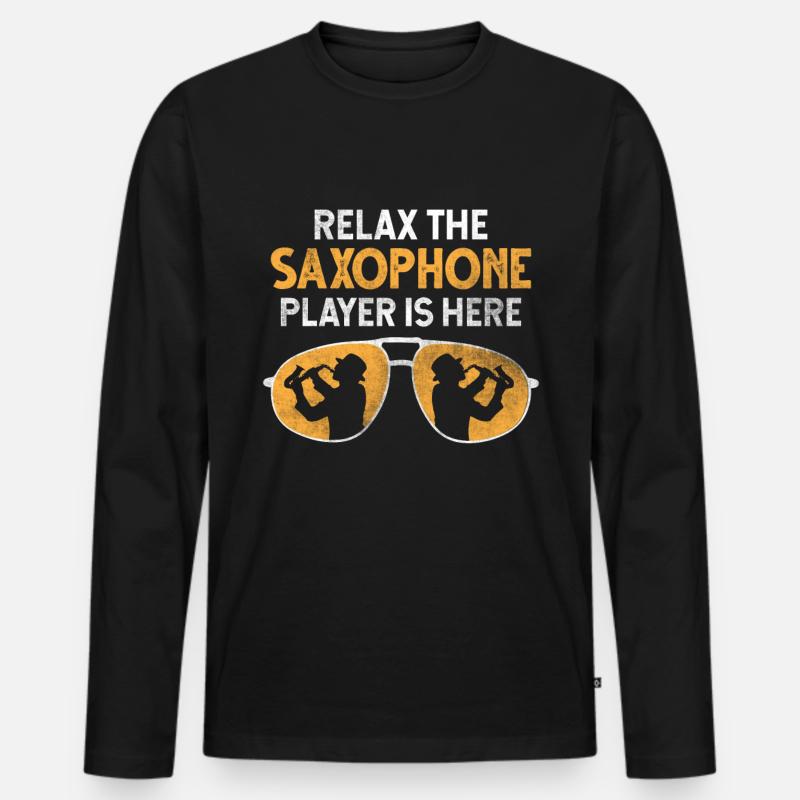 Blasmusik Saxophon - Männer Premium Bio Langarmshirt - Schwarz