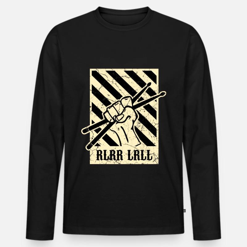 Schlagzeug Regel Drum Sticks - Männer Premium Bio Langarmshirt - Schwarz