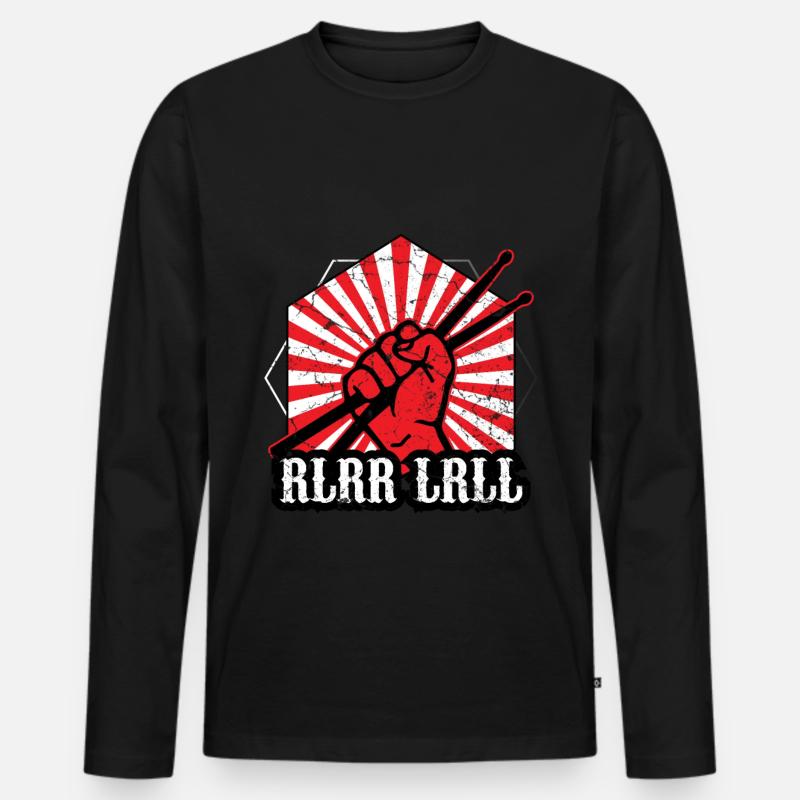 Schlagzeug Regel Drum Sticks - Männer Premium Bio Langarmshirt - Schwarz