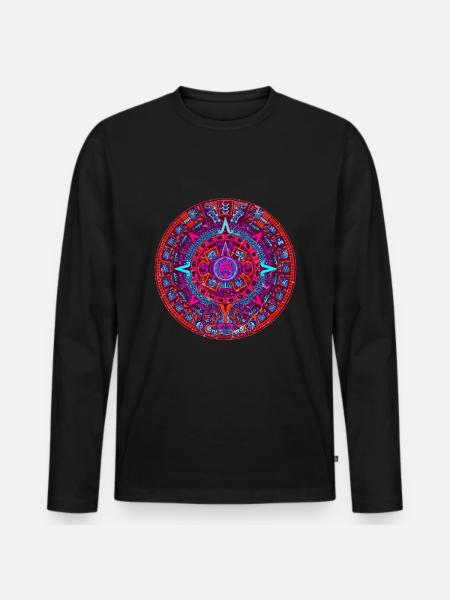 Aztec Kalender Mexico Kultur Historie - Premium økologisk langærmet T-shirt til mænd - sort