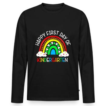 Happy first day of kindergarten - Men's Premium Organic Long Sleeve Shirt - black - Front - Nico (187cm)