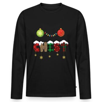 Noix Châtaignes Paire de Noël ajustée - T-shirt manches longues Premium bio Homme - noir - Devant - Nico (187cm)