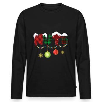Noix Châtaignes Paire de Noël ajustée - T-shirt manches longues Premium bio Homme - noir - Devant - Nico (187cm)