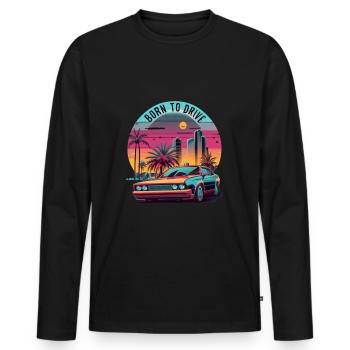 Né pour conduire, voiture classique colorée - T-shirt manches longues Premium bio Homme - noir - Devant - Nico (187cm)