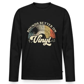 Schallplatte Vinyl Musik Plattenspieler retro - Männer Premium Bio Langarmshirt - Schwarz - Vorne - Nico (187cm)
