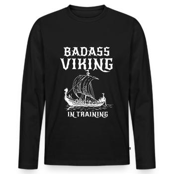 Badass Viking in training - Men's Premium Organic Long Sleeve Shirt - black - Front - Nico (187cm)