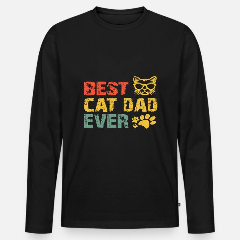 Vater der Katze - Männer Premium Bio Langarmshirt - Schwarz