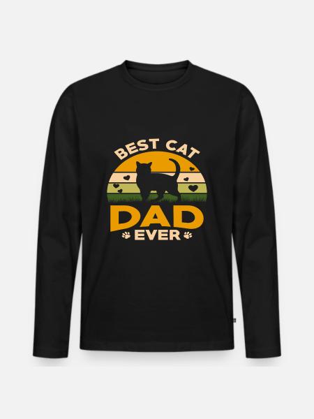 Vater der Katze - Männer Premium Bio Langarmshirt - Schwarz