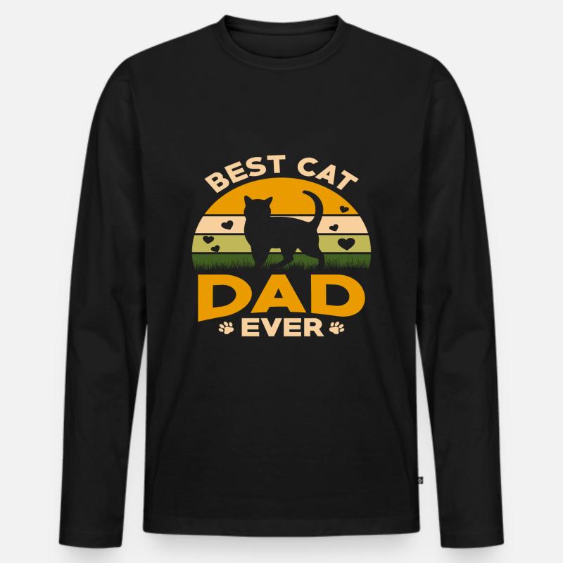 Vater der Katze - Männer Premium Bio Langarmshirt - Schwarz