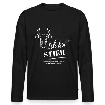 Ich bin Stier Sternzeichen Astrologie - Männer Premium Bio Langarmshirt - Schwarz - Vorne - Nico (187cm)