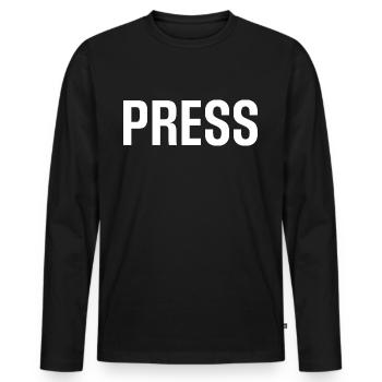 Journalist, Journalist - Men's Premium Organic Long Sleeve Shirt - black - Front - Nico (187cm)