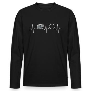 Koala Heartbeat Koalas ECG Koala Ours Coeur Koala - T-shirt manches longues Premium bio Homme - noir - Devant - Nico (187cm)