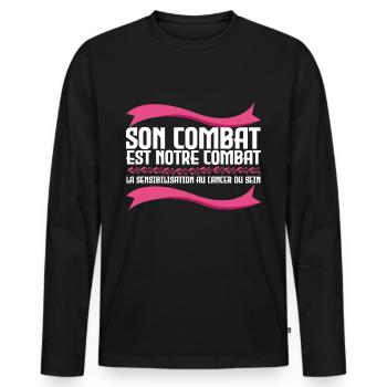 His fight is our fight - Cancer - Men's Premium Organic Long Sleeve Shirt - black - Front - Nico (187cm)