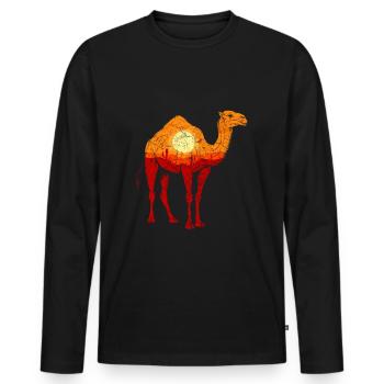 Wüste Kamel Sahara Arabien Savanne Orient Vintage - Männer Premium Bio Langarmshirt - Schwarz - Vorne - Nico (187cm)