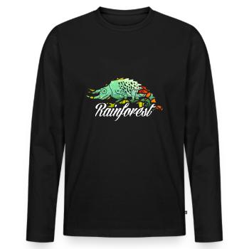 Caméléon forêt tropicale tropicale protection de l'environnement jungle - T-shirt manches longues Premium bio Homme - noir - Devant - Nico (187cm)