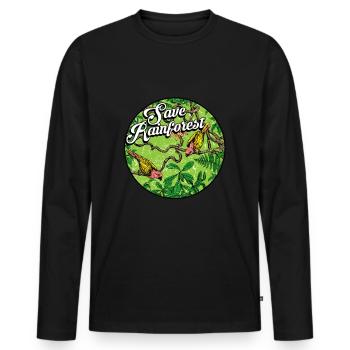 Forêt tropicale tropicale protection de l'environnement oiseaux jungle - T-shirt manches longues Premium bio Homme - noir - Devant - Nico (187cm)