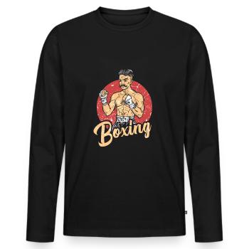 Gants de boxe Knock Out Dire rétro - T-shirt manches longues Premium bio Homme - noir - Devant - Nico (187cm)