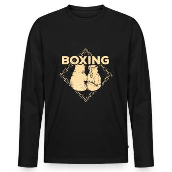 boxeur - T-shirt manches longues Premium bio Homme - noir - Devant - Nico (187cm)