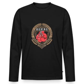 Boxen - Männer Premium Bio Langarmshirt - Schwarz - Vorne - Nico (187cm)