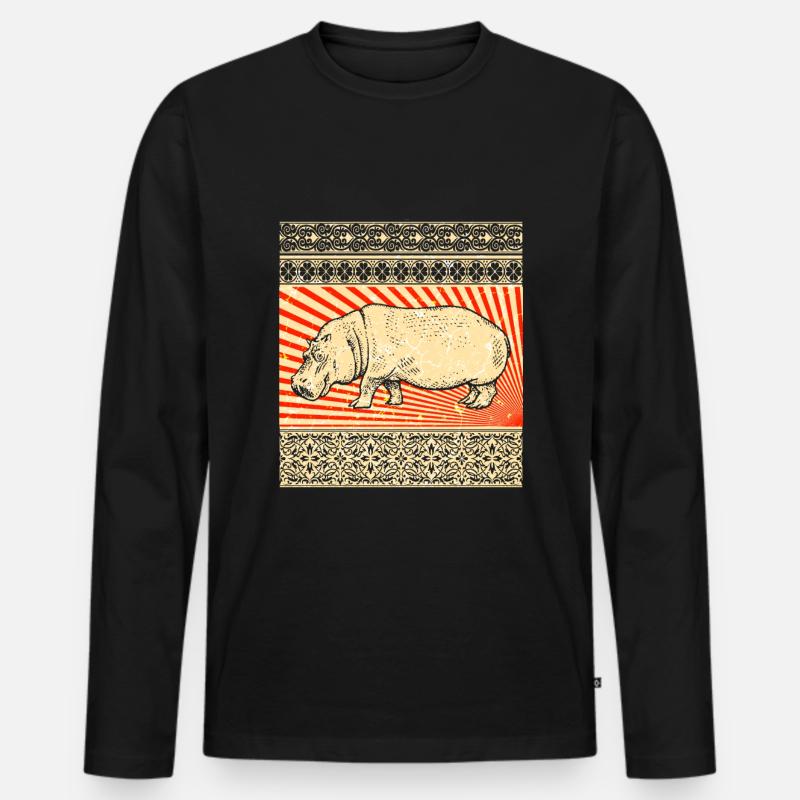 Flusspferd Nilpferd Hippo - Männer Premium Bio Langarmshirt - Schwarz